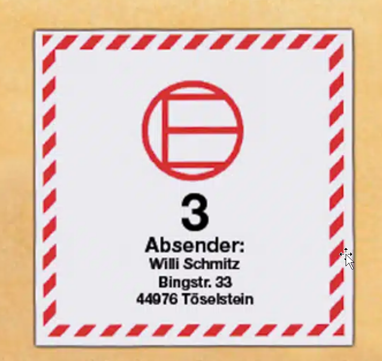Het EQ-merkteken: een vierkant met een rood gearceerde rand en het cijfer 3