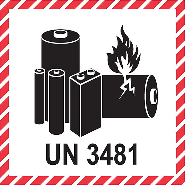 Het lithiumbatterijmerkteken met UN 3481